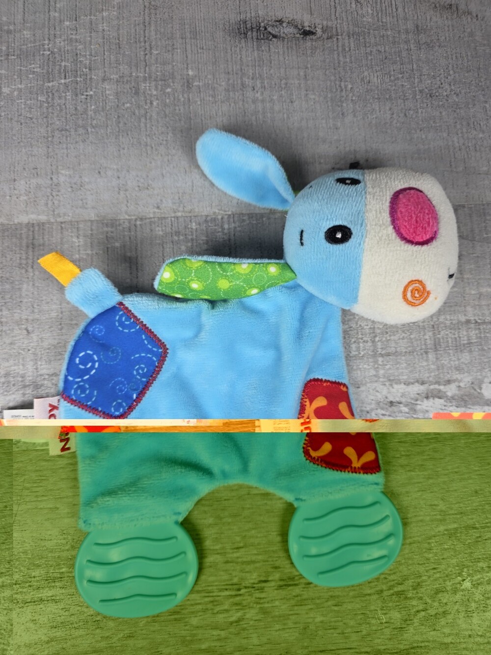 Nuby Baby Puppy Dog Teething Plush Pal Toy Soft Textures Crinkles Teether b45